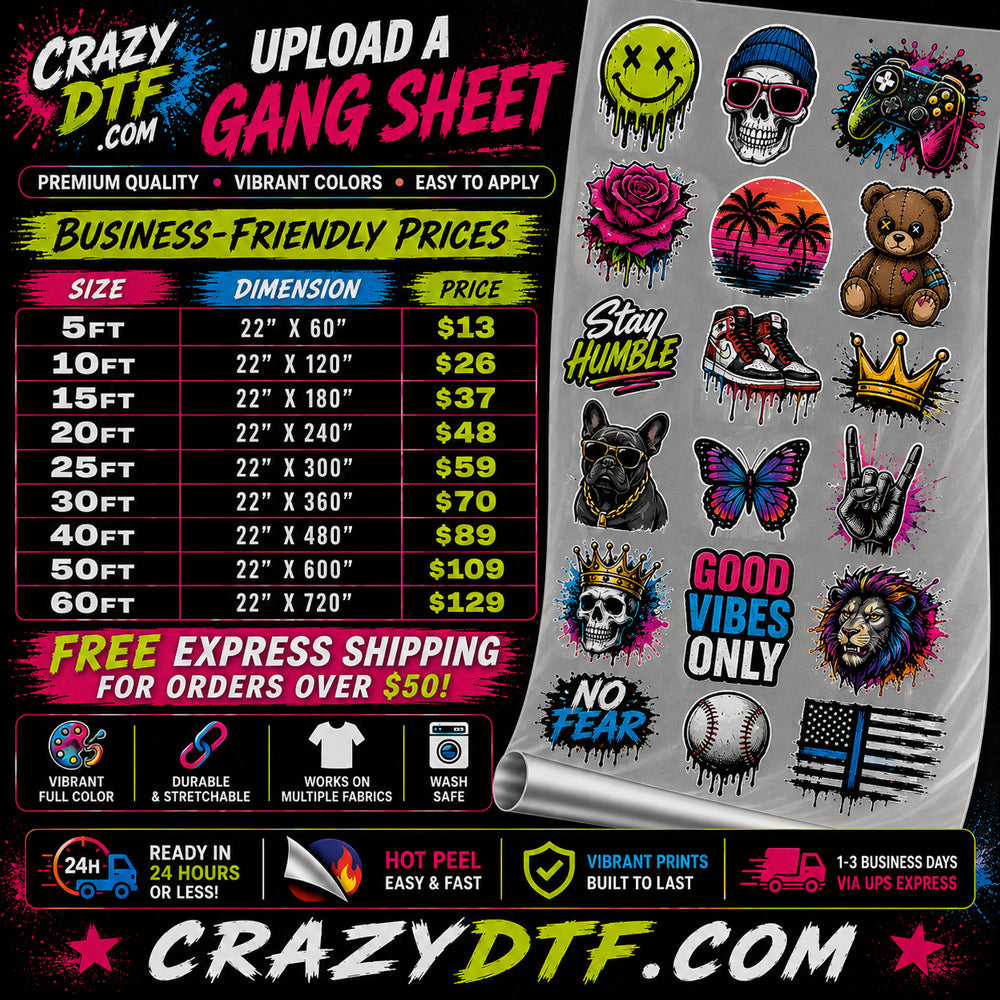 DTF Transfers Upload Gang Sheets
